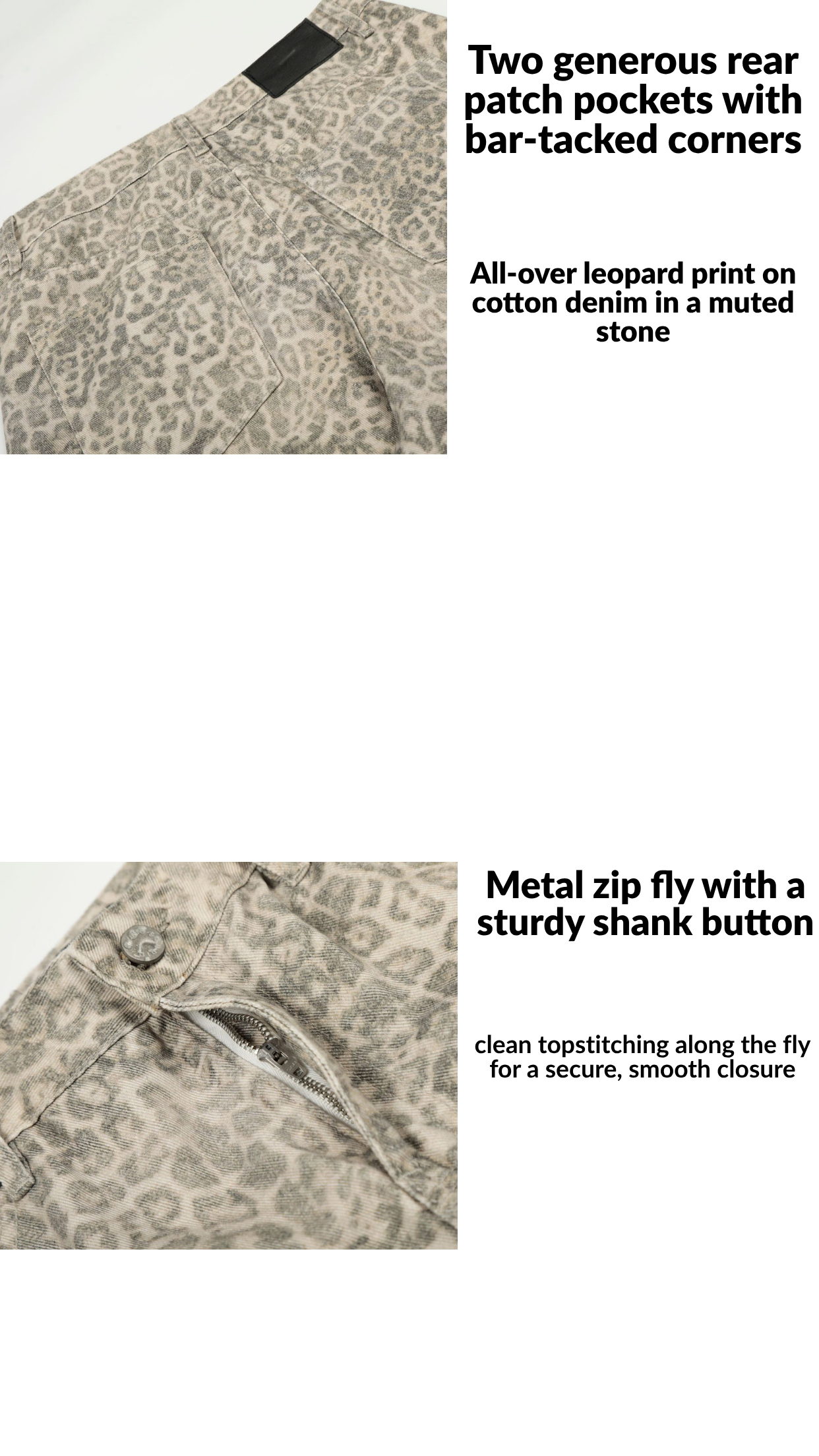 Men's Straight Leg Denim Jeans Leopard Print - Streetwear Fashion Pants