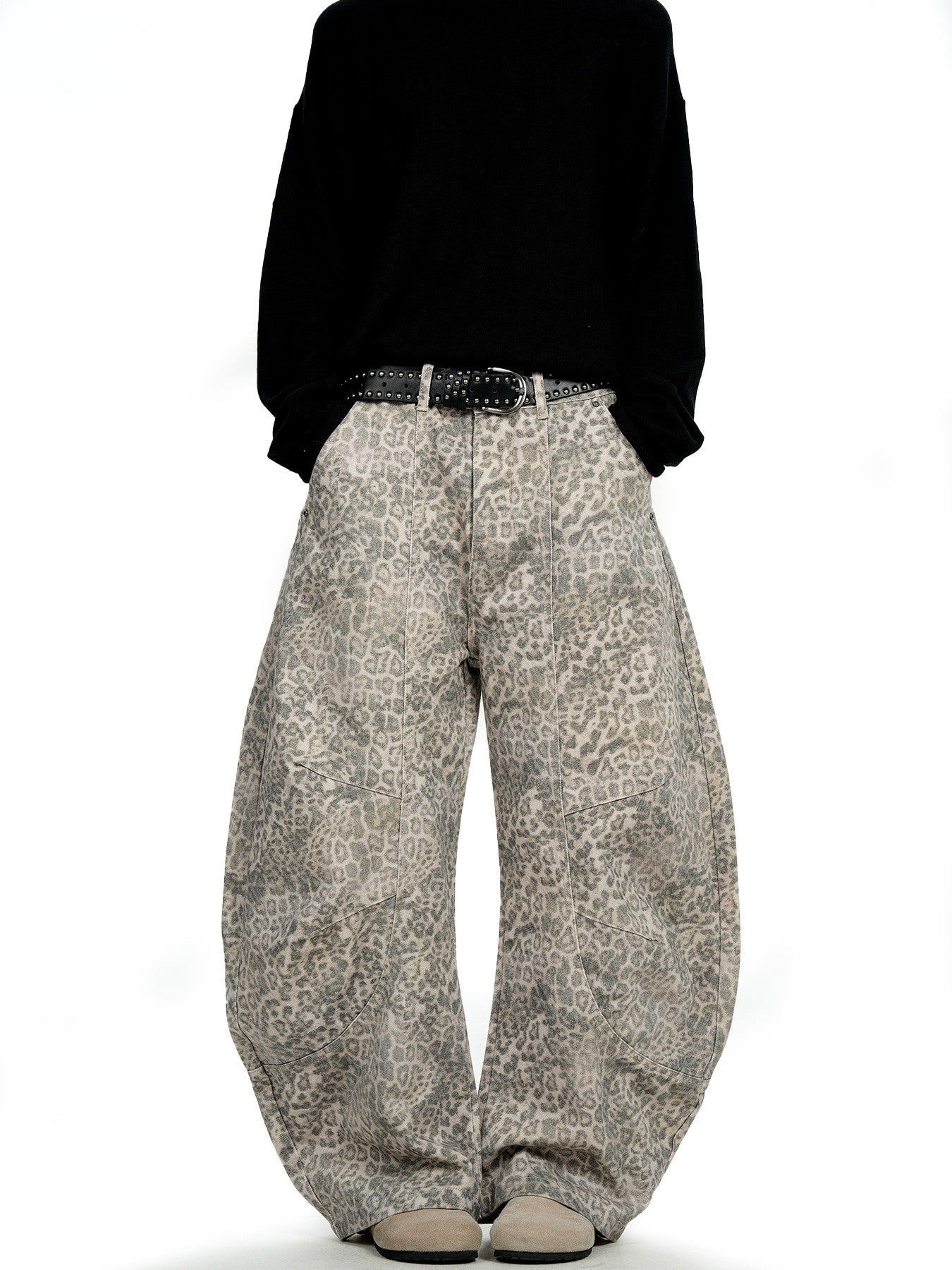 Men’s Loose Fit Leopard Cargo Pants – Streetwear Leopard Print Trousers