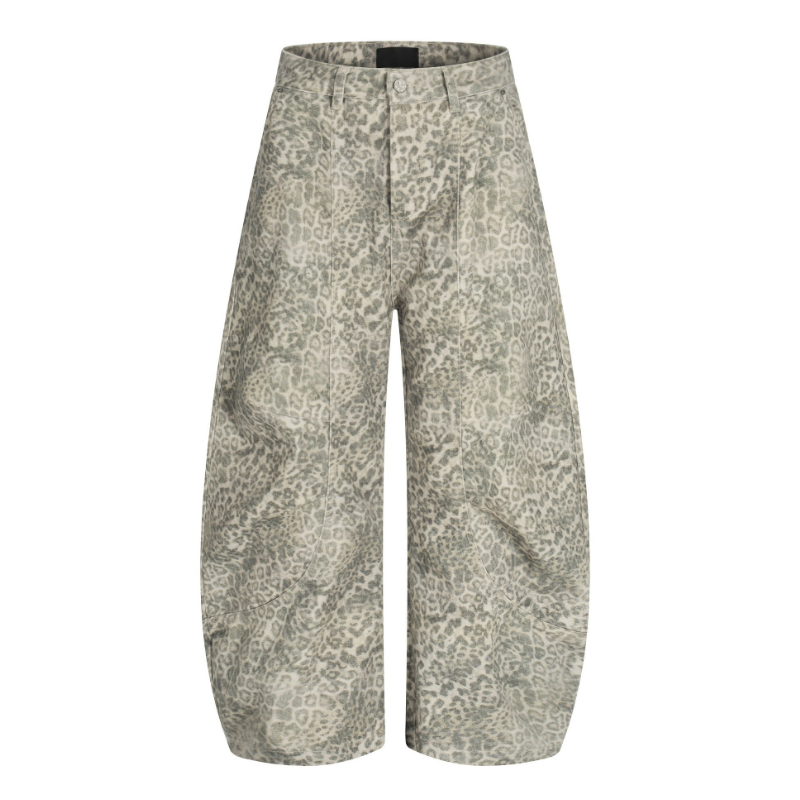 Men’s Loose Fit Leopard Cargo Pants – Streetwear Leopard Print Trousers