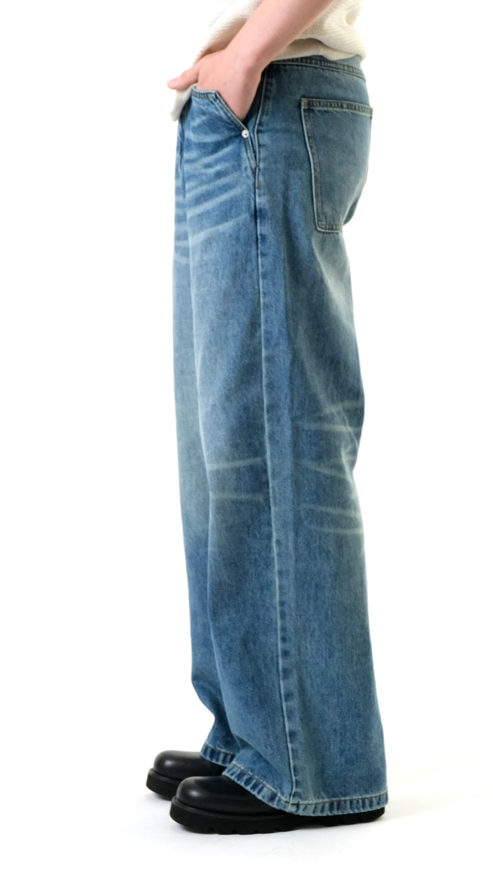 Men's Straight Leg Vintage Wash Denim Jeans - Retro Distressed Pants