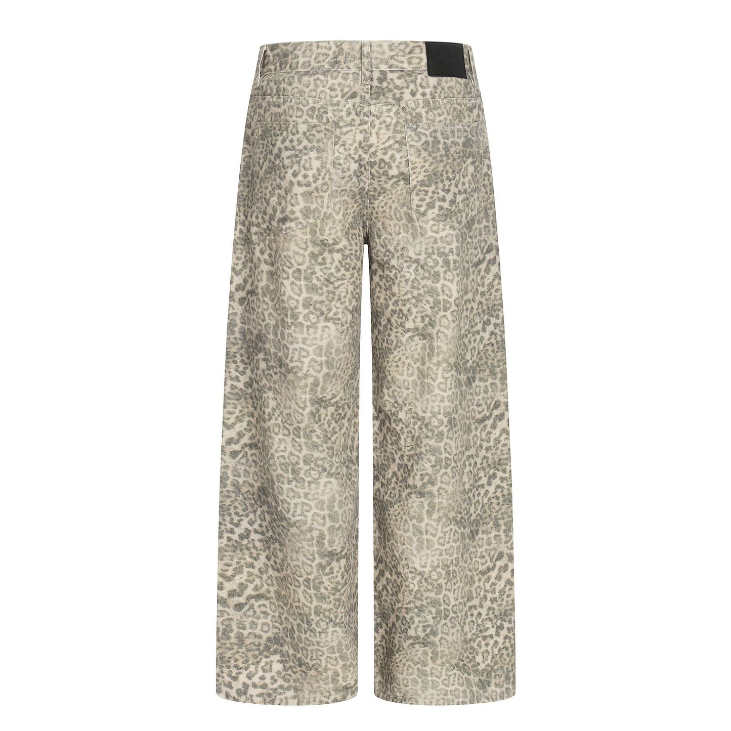 Men's Straight Leg Denim Jeans Leopard Print - Streetwear Fashion Pants