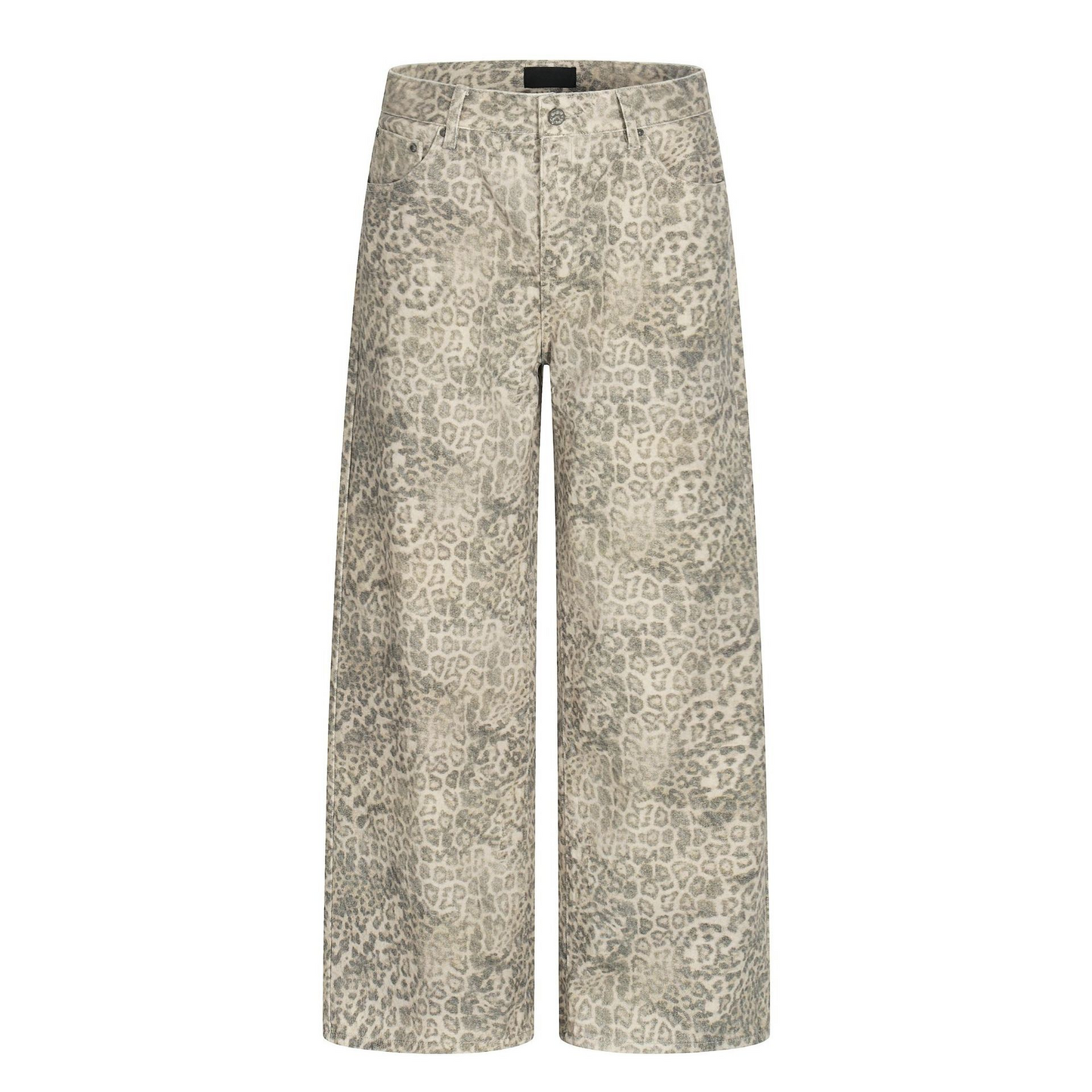 Men's Straight Leg Denim Jeans Leopard Print - Streetwear Fashion Pants