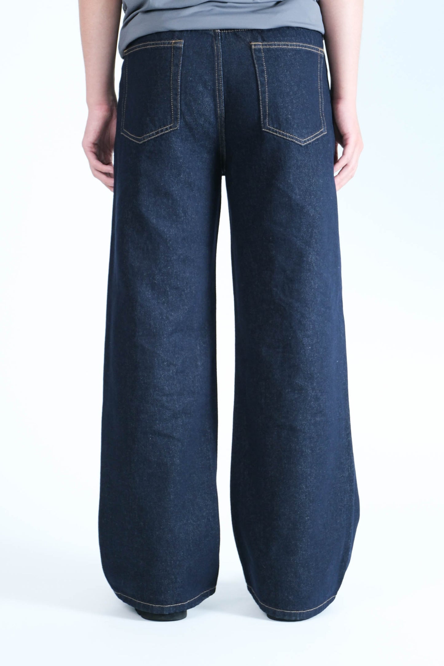 Men's Curved Leg Denim Jeans Blue - Fashion Loose Fit Pants