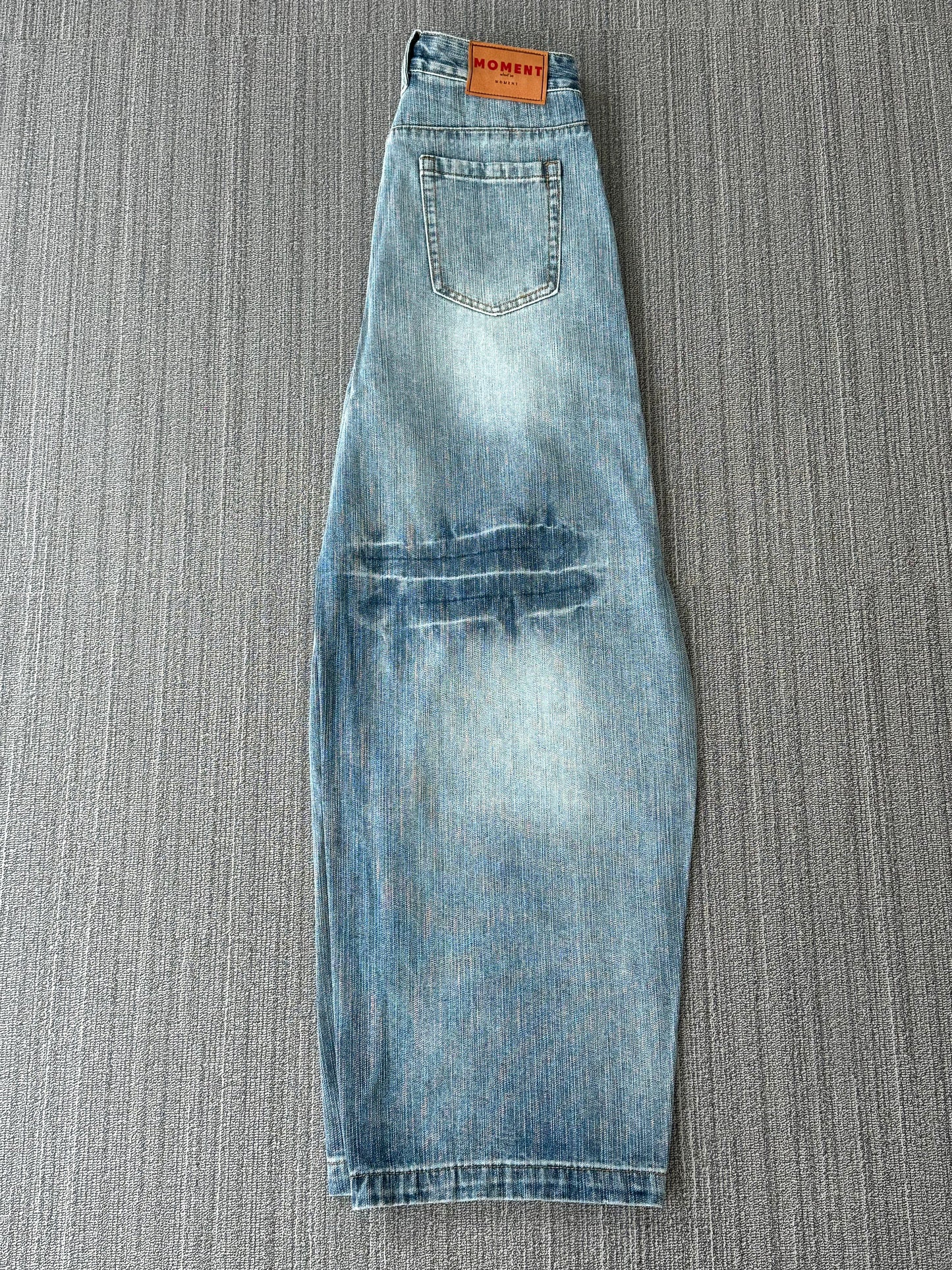 Men's Curved Leg Vintage Wash Denim Jeans - Retro High Street Pants