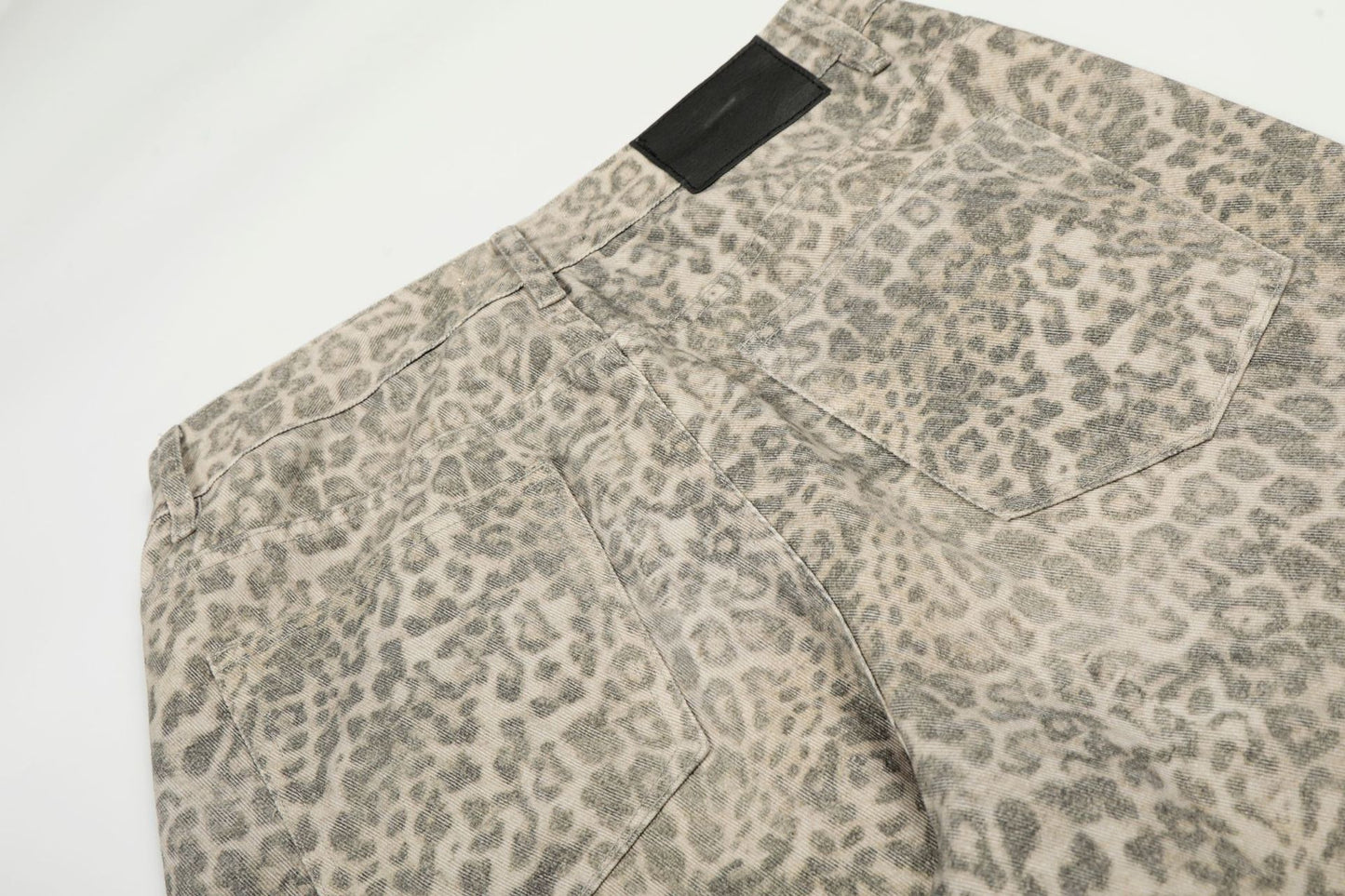 Men's Straight Leg Denim Jeans Leopard Print - Streetwear Fashion Pants