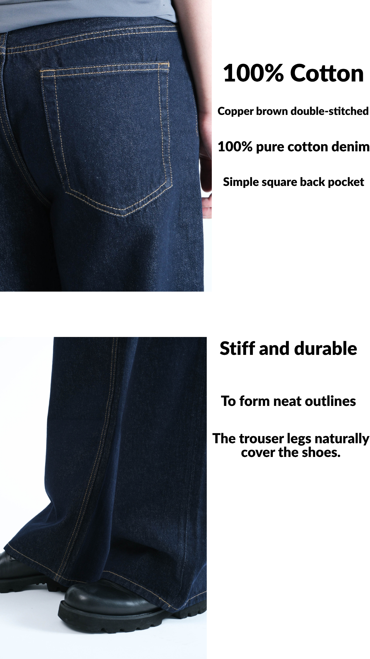 Men's Curved Leg Denim Jeans Blue - Fashion Loose Fit Pants