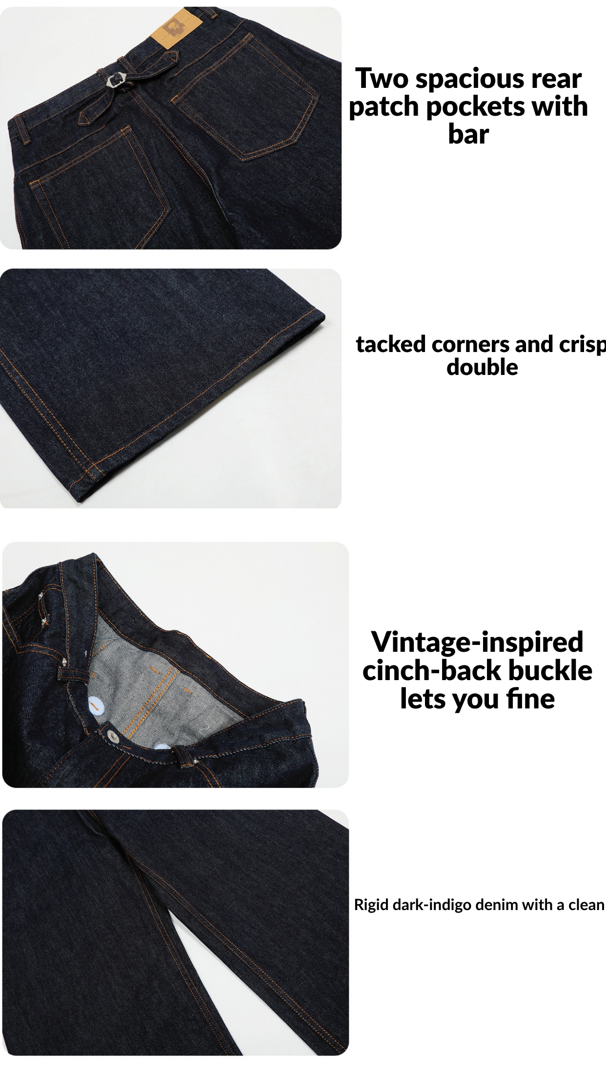 Men's Curved Leg Denim Jeans Dark Blue - Streetwear Baggy Pants